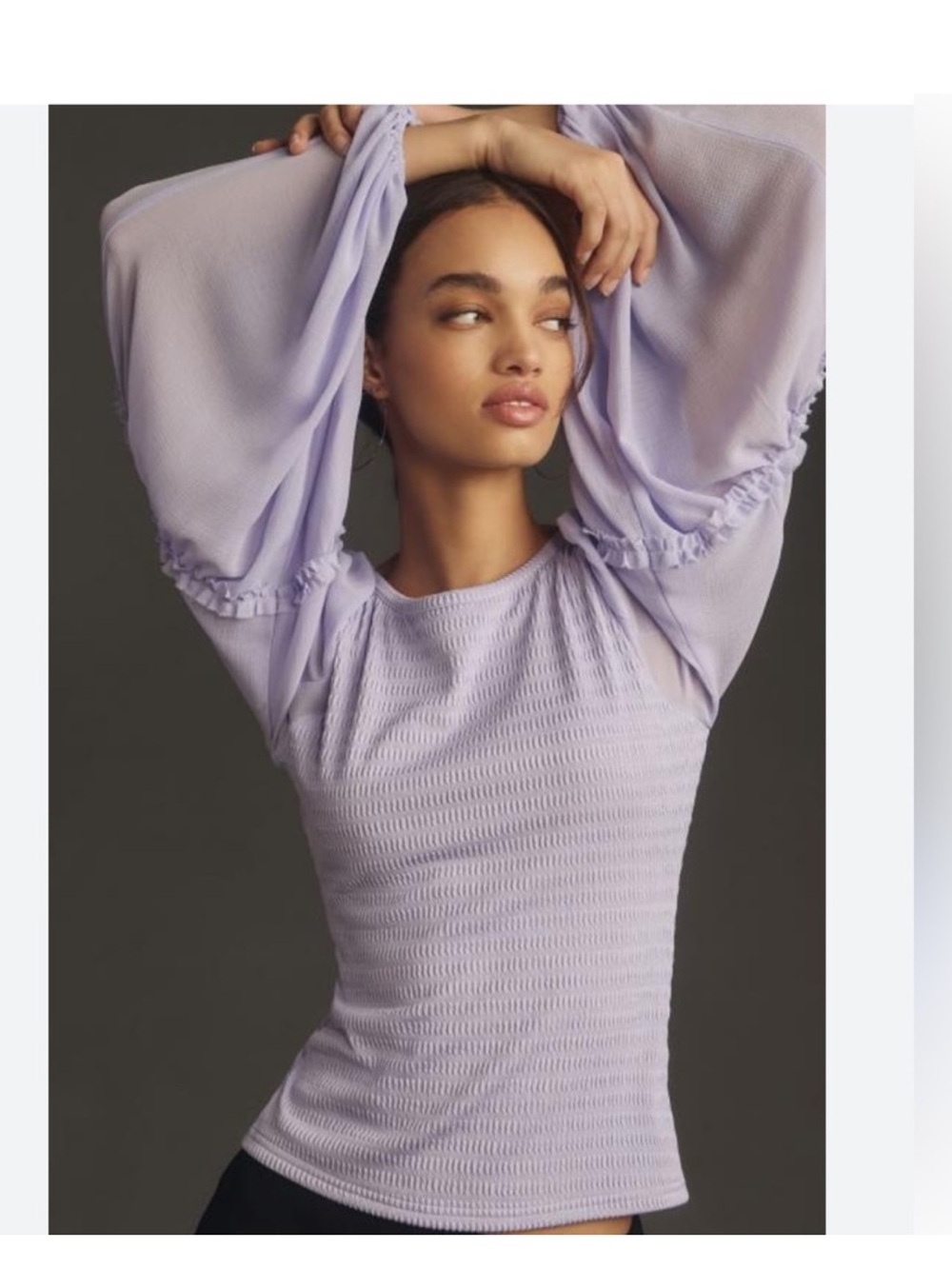 Anthropologie Balloon-Sleeve Smocked Top size Small lavender